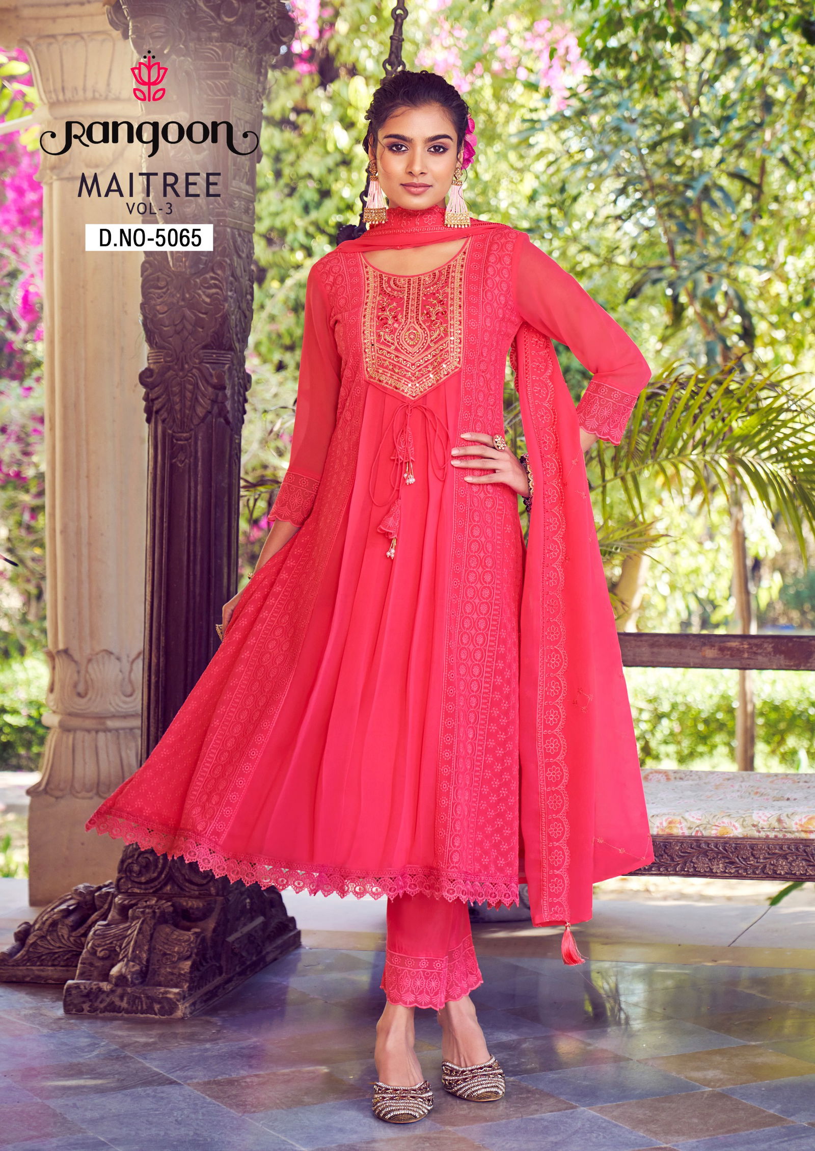 Maitree Vol 3 By Rangoon Embroidery Georgette Kurti With Bottom Dupatta Wholesale Market In Surat
